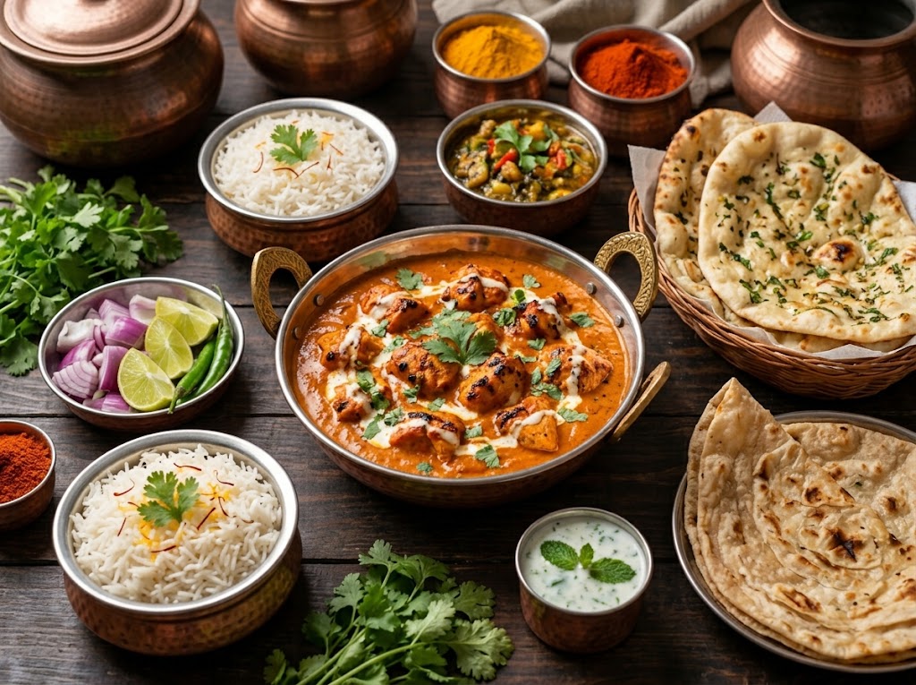 Chicken tikka masala served with rice
